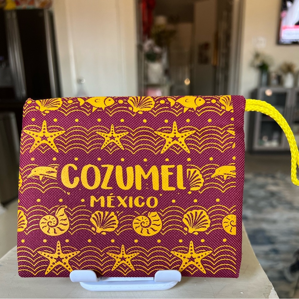 Cozumel Caribbean Vibes Pouch – Red & Yellow Cozumel Mexico Souvenir Pouch